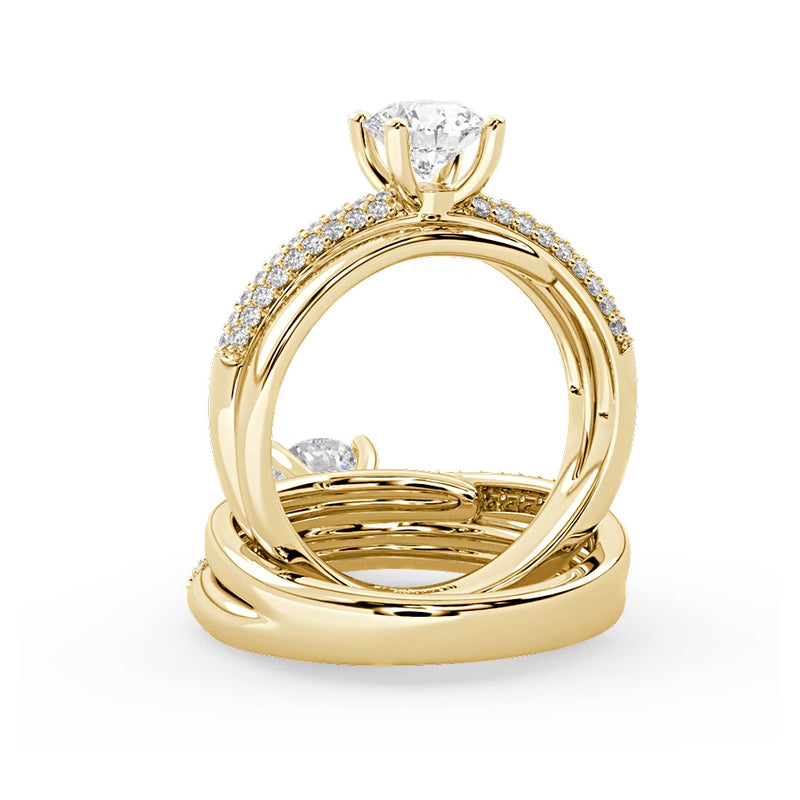 Montura Para Anillo de Compromiso Pavé "Alaia" en Oro Amarillo de 14K