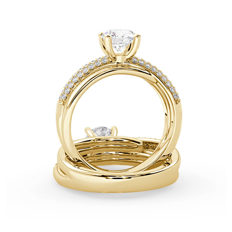 Montura Para Anillo de Compromiso Pavé "Alaia" en Oro Amarillo de 14K