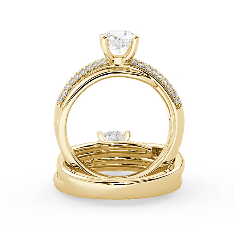 Montura Para Anillo de Compromiso Pavé "Alaia" en Oro Amarillo de 14K