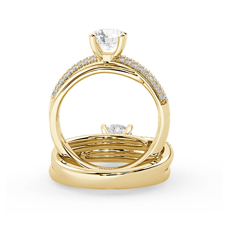 Montura Para Anillo de Compromiso Pavé "Alaia" en Oro Amarillo de 14K