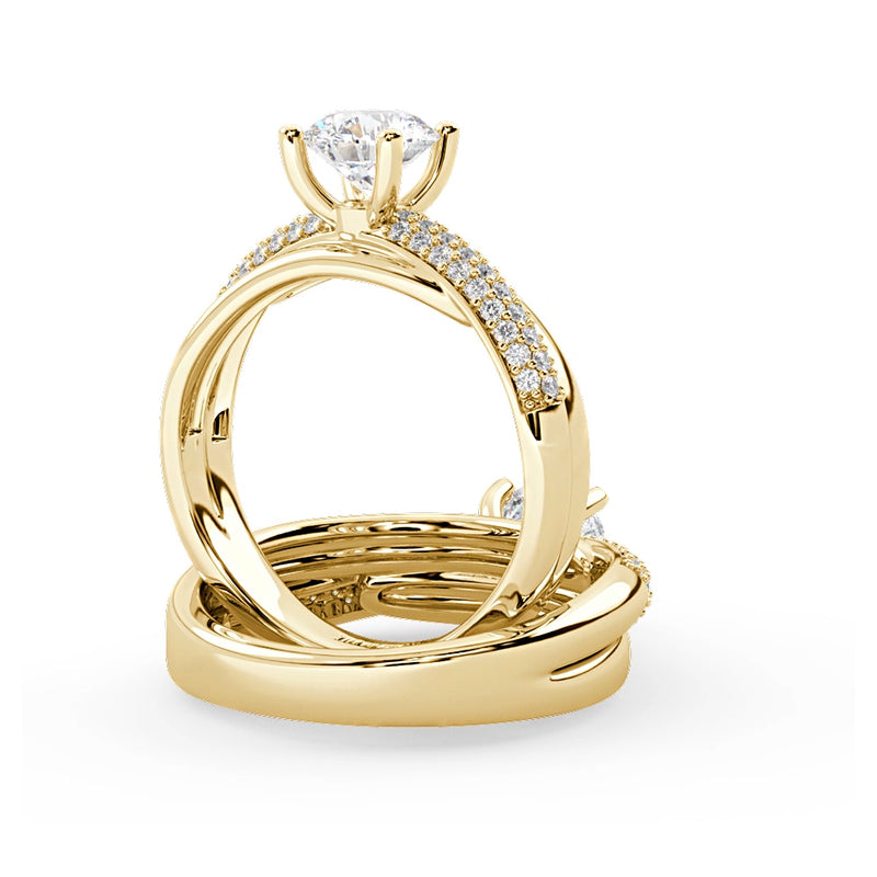 Montura Para Anillo de Compromiso Pavé "Alaia" en Oro Amarillo de 14K