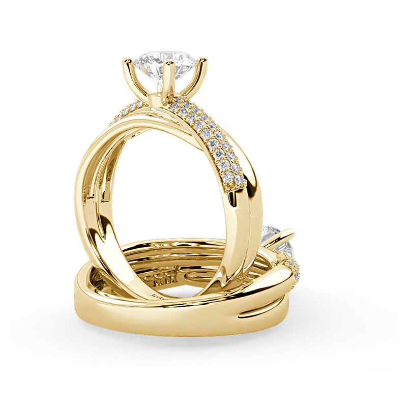 Montura Para Anillo de Compromiso Pavé "Alaia" en Oro Amarillo de 14K