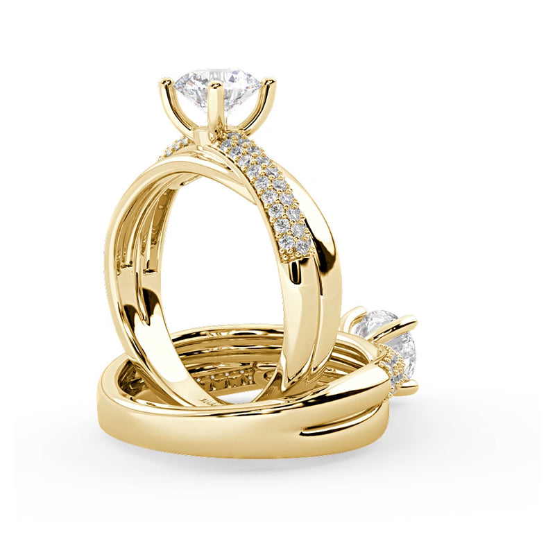 Montura Para Anillo de Compromiso Pavé "Alaia" en Oro Amarillo de 14K