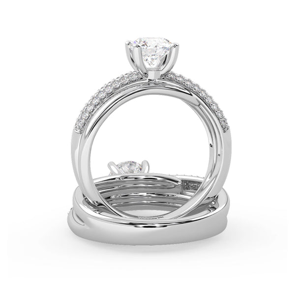 Montura Para Anillo de Compromiso Pavé "Alaia" en Oro Blanco de 14K