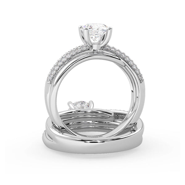 Montura Para Anillo de Compromiso Pavé "Alaia" en Oro Blanco de 18K