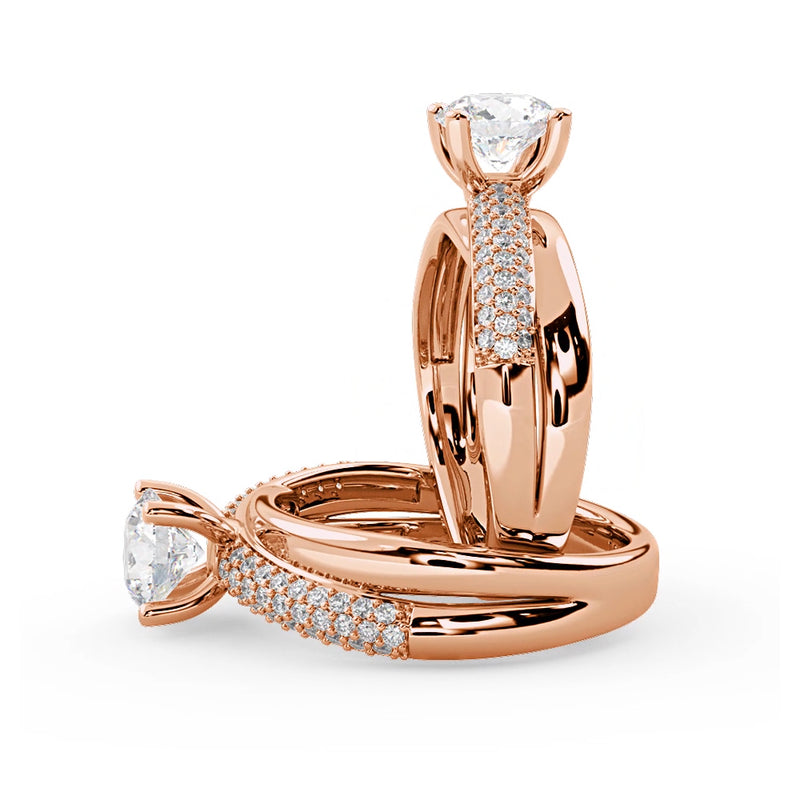 Montura Para Anillo de Compromiso Pavé "Alaia" en Oro Rosa de 14K