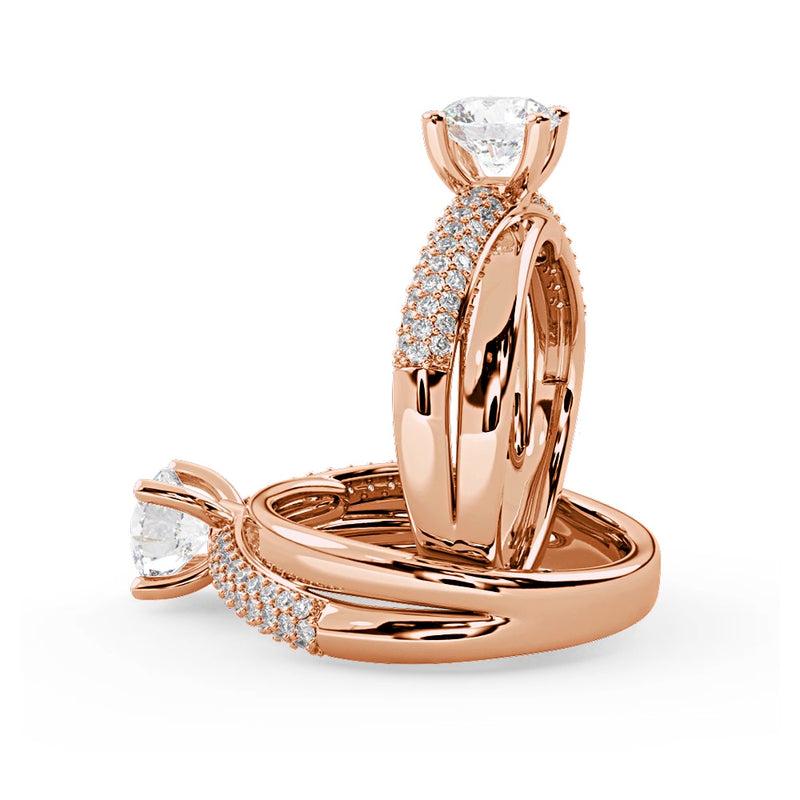 Montura Para Anillo de Compromiso Pavé "Alaia" en Oro Rosa de 14K