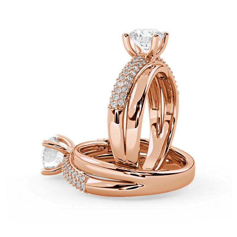 Montura Para Anillo de Compromiso Pavé "Alaia" en Oro Rosa de 14K