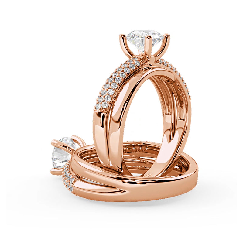 Montura Para Anillo de Compromiso Pavé "Alaia" en Oro Rosa de 14K