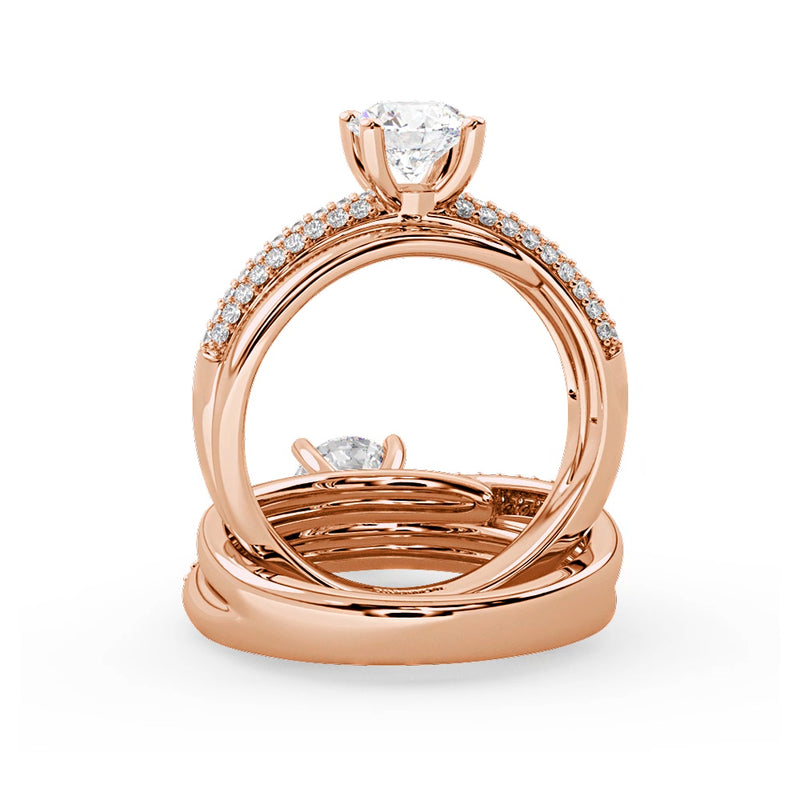 Montura Para Anillo de Compromiso Pavé "Alaia" en Oro Rosa de 14K