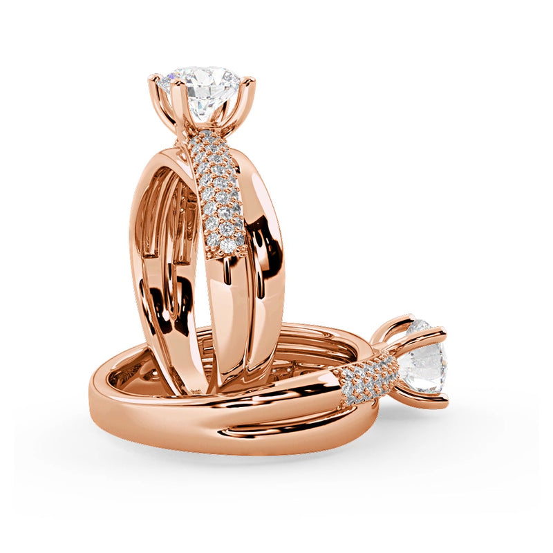 Montura Para Anillo de Compromiso Pavé "Alaia" en Oro Rosa de 14K