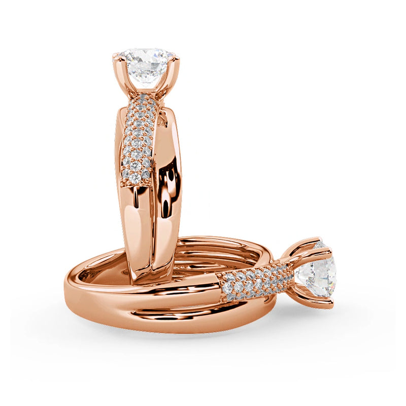 Montura Para Anillo de Compromiso Pavé "Alaia" en Oro Rosa de 14K