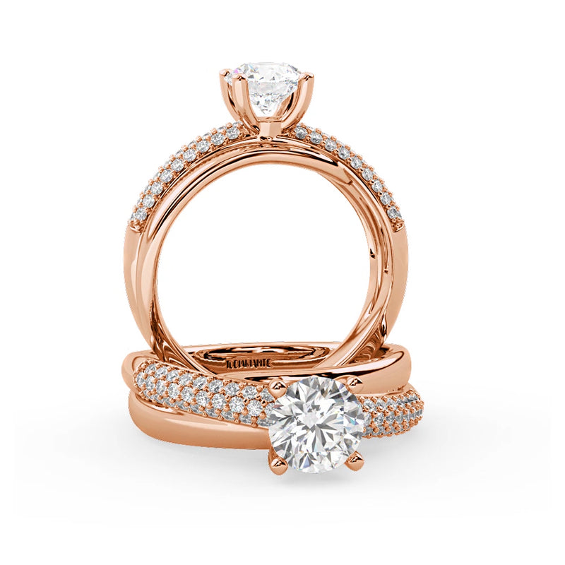 Montura Para Anillo de Compromiso Pavé "Alaia" en Oro Rosa de 14K