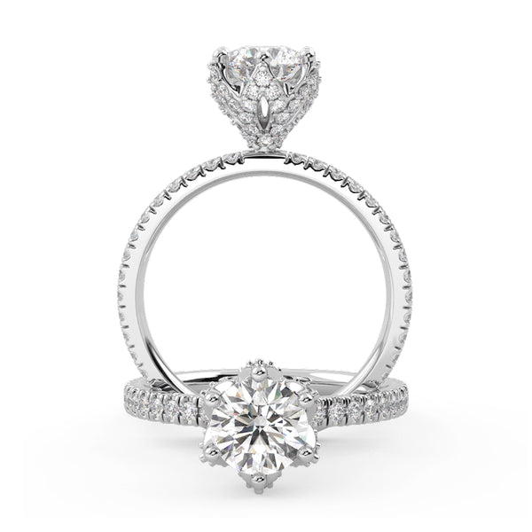 Montura Para Anillo de Compromiso Basket Micropavé "Aspen" en Oro Blanco de 14K