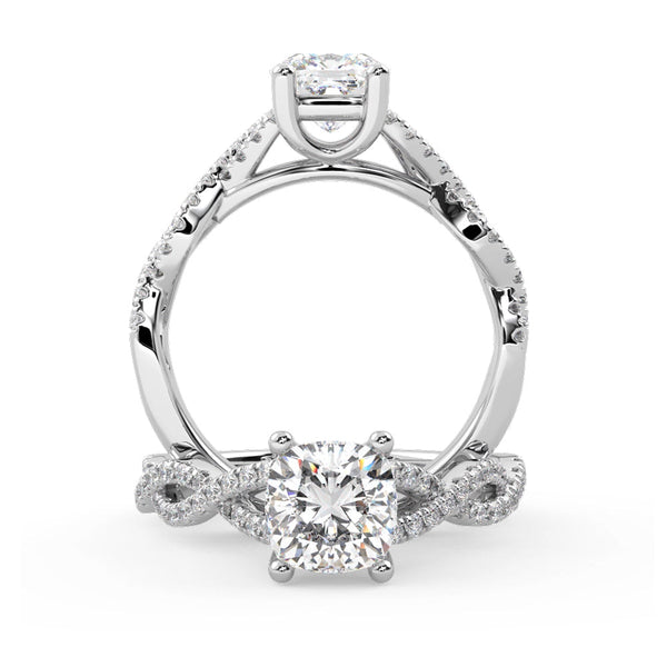Montura Para Anillo de Compromiso Pavé "Beyond" en Oro Blanco de 18K