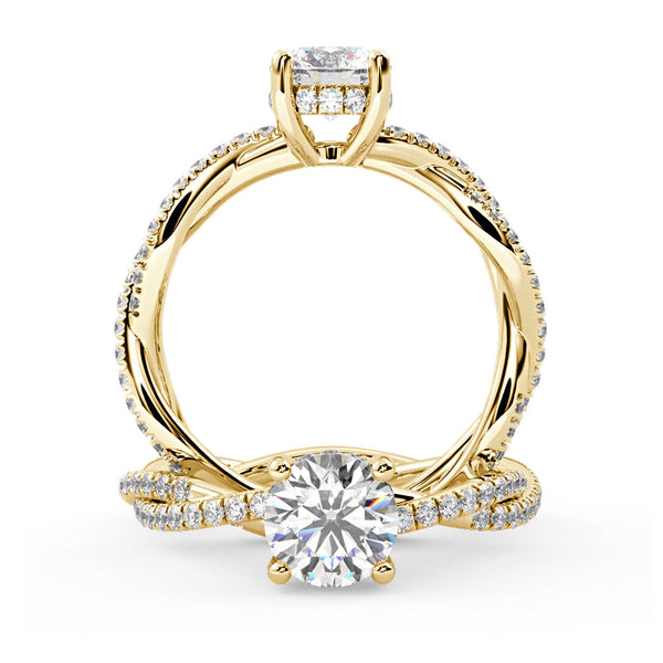 Montura Para Anillo de Compromiso Pavé "Collide" en Oro Amarillo de 18K
