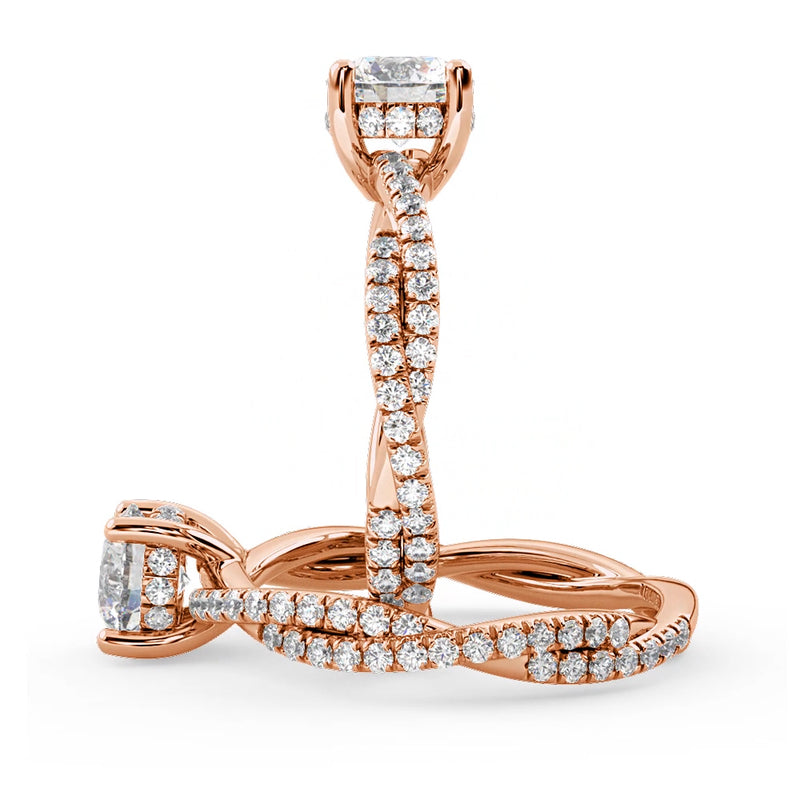 Montura Para Anillo de Compromiso Pavé "Collide" en Oro Rosa de 14K