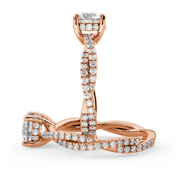 Montura Para Anillo de Compromiso Pavé "Collide" en Oro Rosa de 14K