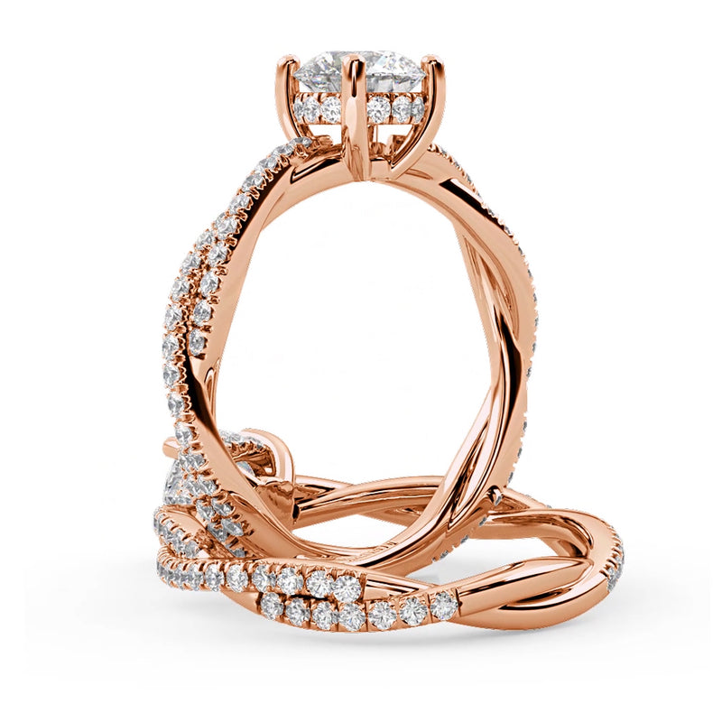 Montura Para Anillo de Compromiso Pavé "Collide" en Oro Rosa de 14K