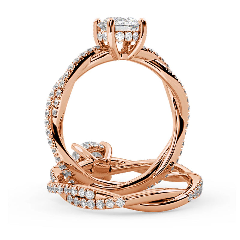 Montura Para Anillo de Compromiso Pavé "Collide" en Oro Rosa de 14K