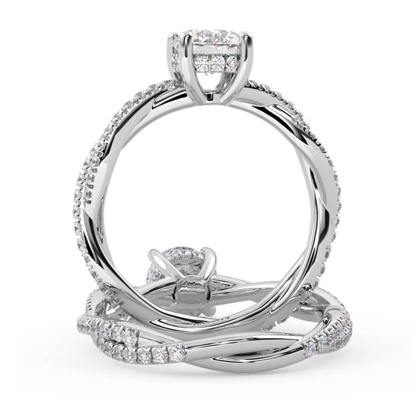 Montura Para Anillo de Compromiso Pavé "Collide" en Oro Blanco de 14K