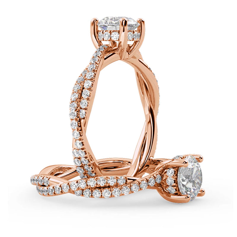 Montura Para Anillo de Compromiso Pavé "Collide" en Oro Rosa de 14K