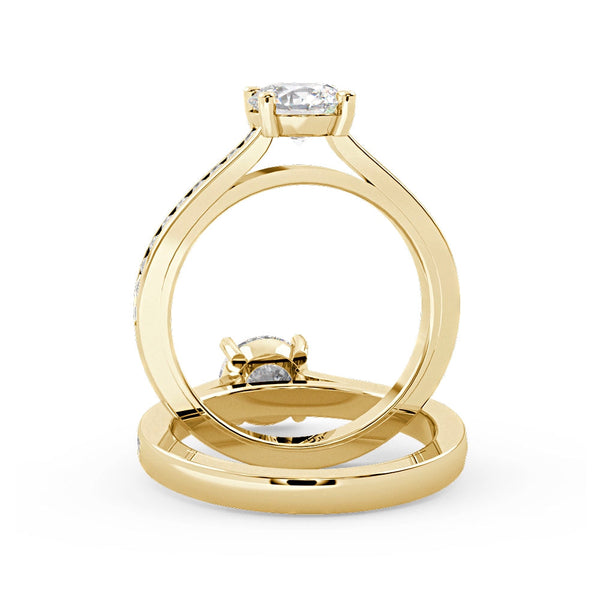 Montura Para Anillo de Compromiso Pavé "River" en Oro Amarillo de 18k