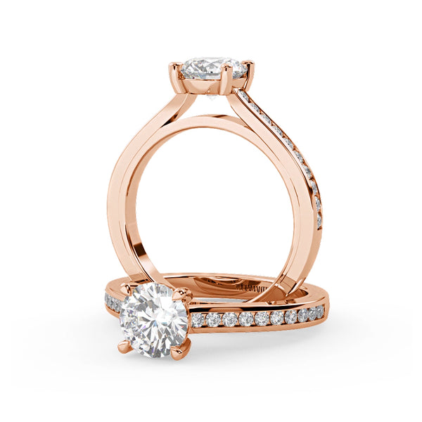 Montura Para Anillo de Compromiso Pavé "River" en Oro Rosa de 14k
