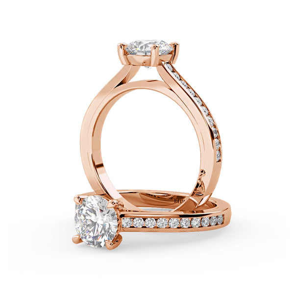 Montura Para Anillo de Compromiso Pavé "River" en Oro Rosa de 14k