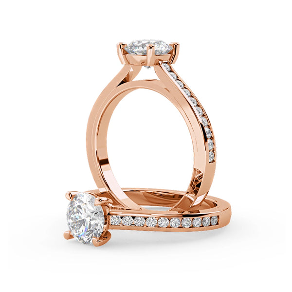 Montura Para Anillo de Compromiso Pavé "River" en Oro Rosa de 14k