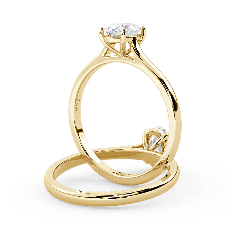 Montura Para Anillo de Compromiso Solitario "Lily" en Oro Amarillo de 14K