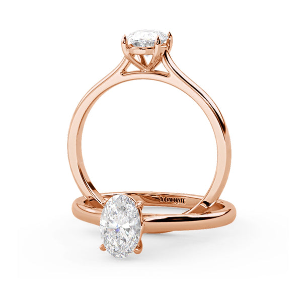 Montura Para Anillo de Compromiso Solitario "Lily" en Oro Rosa de 18K