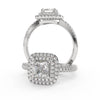 Montura Para Anillo de Compromiso Halo y Pavé "Andromeda" en Oro Blanco de 14K