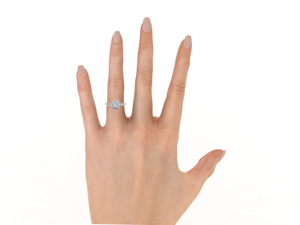 Montura Para Anillo de Compromiso Halo y Pavé "Princess" en Oro Rosa de 14K