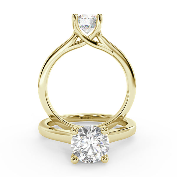 Montura Para Anillo de Compromiso Solitario  "Cartier Cross" en Oro Amarillo de 14K
