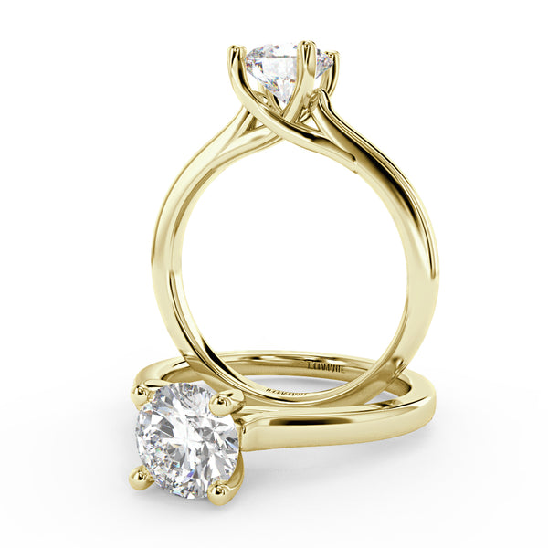 Montura Para Anillo de Compromiso Solitario "Cartier Cross" en Oro Amarillo de 18k