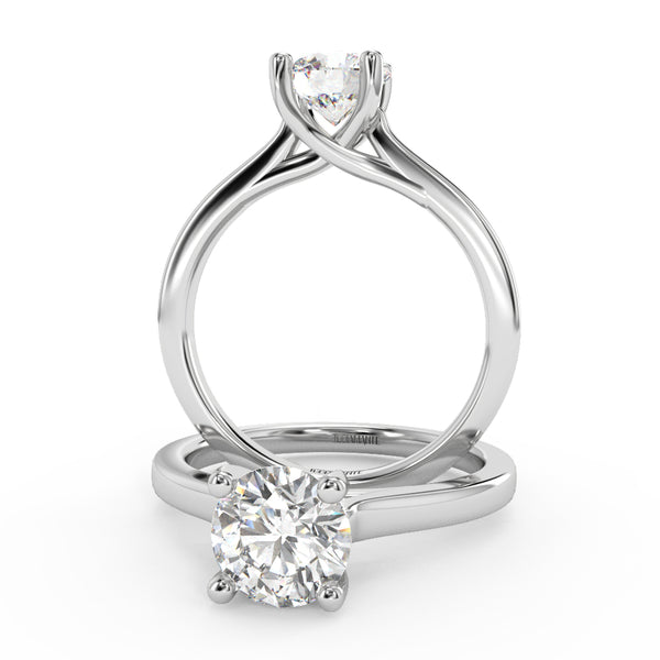Montura Para Anillo de Compromiso Solitario "Cartier Cross" en Oro Blanco de 14K
