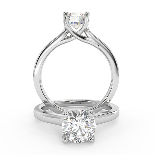 Montura Para Anillo de Compromiso Solitario "Cartier Cross" en Oro Blanco de 14K