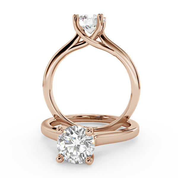 Montura Para Anillo de Compromiso Solitario "Cartier Cross" en Oro Rosa de 14K