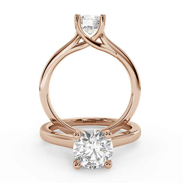 Montura Para Anillo de Compromiso Solitario "Cartier Cross" en Oro Rosa de 18k