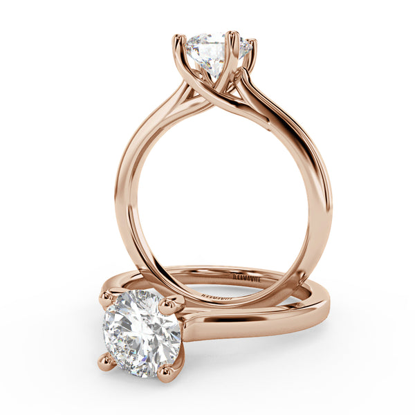 Montura Para Anillo de Compromiso Solitario "Cartier Cross" en Oro Rosa de 18k
