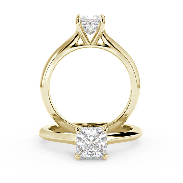 Montura Para Anillo de Compromiso Solitario "Cartier Princess" en Oro Amarillo de 14K