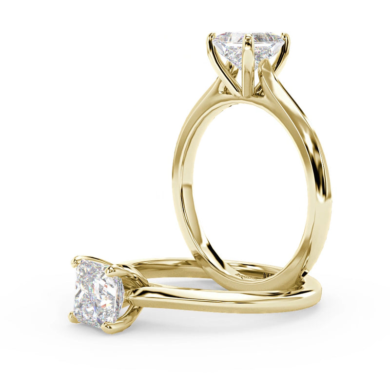 Montura Para Anillo de Compromiso Solitario "Cartier Princess" en Oro Amarillo de 14K