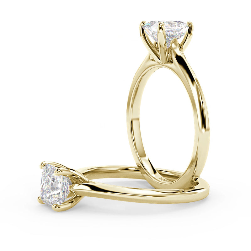 Montura Para Anillo de Compromiso Solitario "Cartier Princess" en Oro Amarillo de 14K