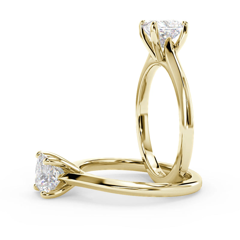 Montura Para Anillo de Compromiso Solitario "Cartier Princess" en Oro Amarillo de 14K