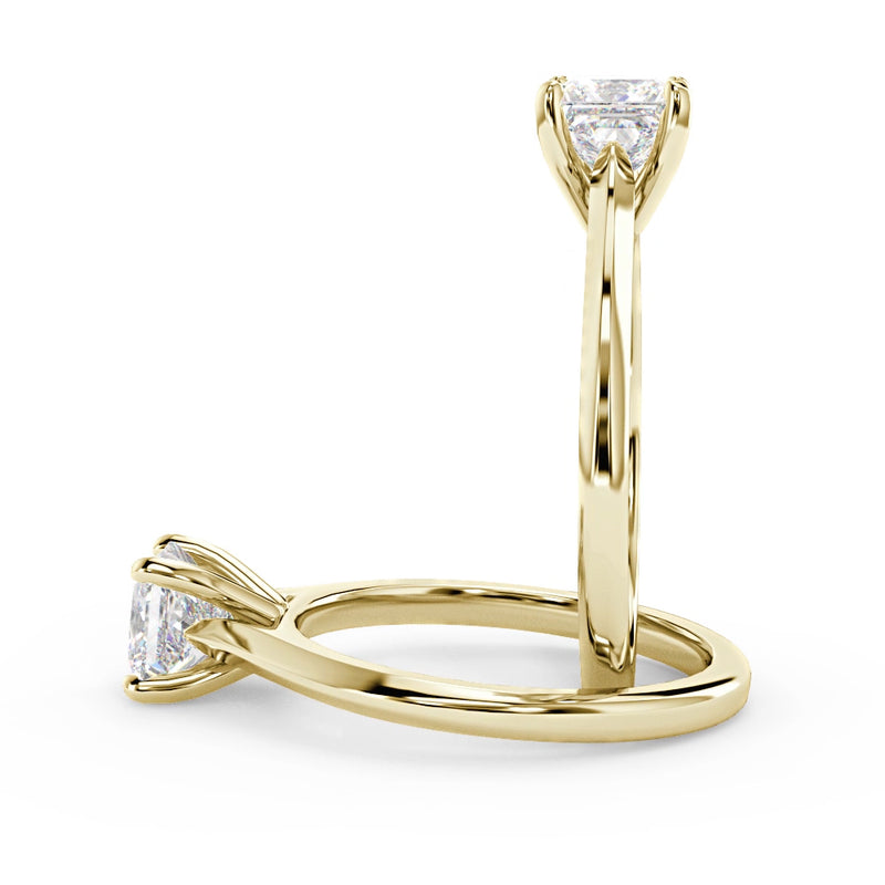 Montura Para Anillo de Compromiso Solitario "Cartier Princess" en Oro Amarillo de 14K