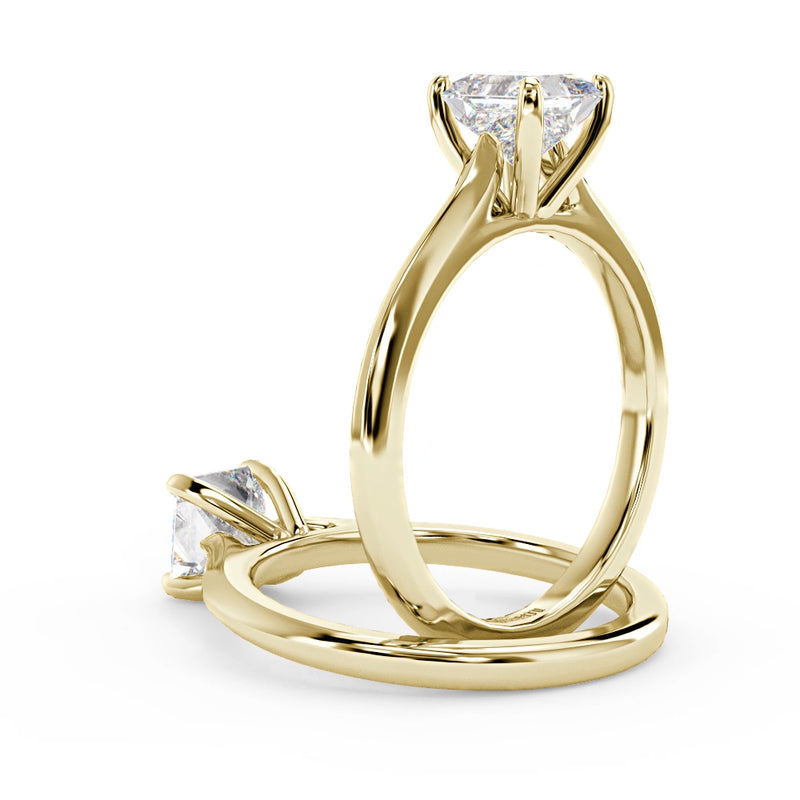 Montura Para Anillo de Compromiso Solitario "Cartier Princess" en Oro Amarillo de 14K