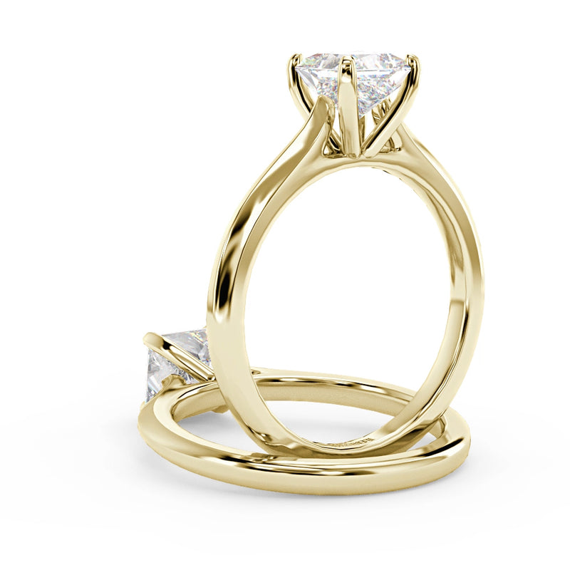 Montura Para Anillo de Compromiso Solitario "Cartier Princess" en Oro Amarillo de 14K