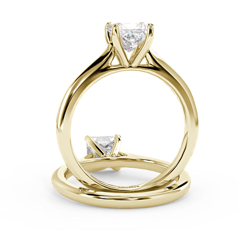 Montura Para Anillo de Compromiso Solitario "Cartier Princess" en Oro Amarillo de 14K