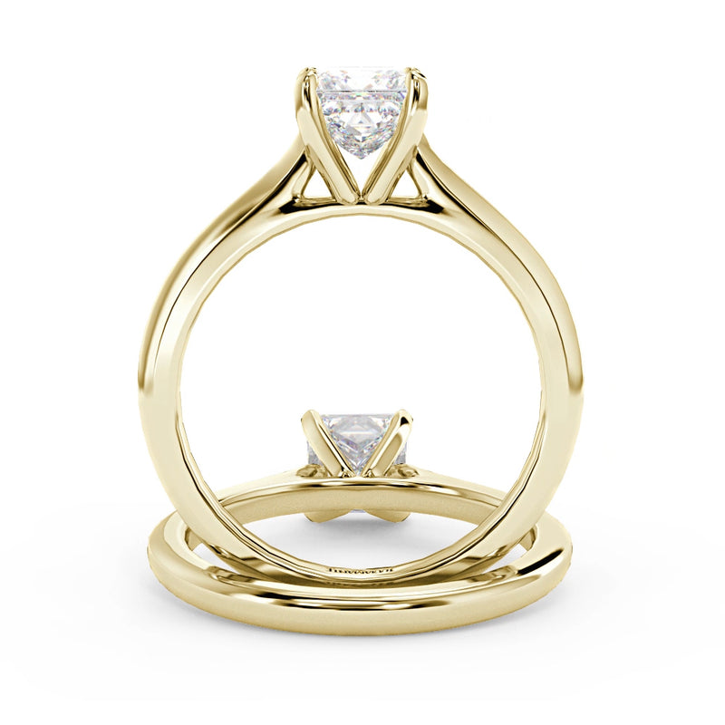 Montura Para Anillo de Compromiso Solitario "Cartier Princess" en Oro Amarillo de 14K